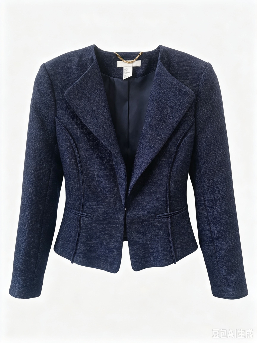 H&M Navy Textured Tailored Blazer Jacket